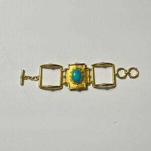Julie Vos Gold and Turquoise Square Panel Bracelet